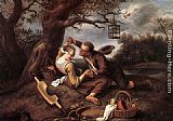 Steen Paintings - Merry Couple by Jan Steen